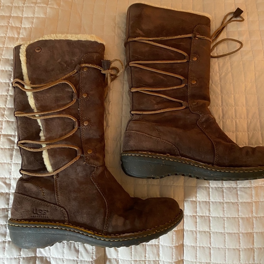 Ugg Lace Up Brown Boots